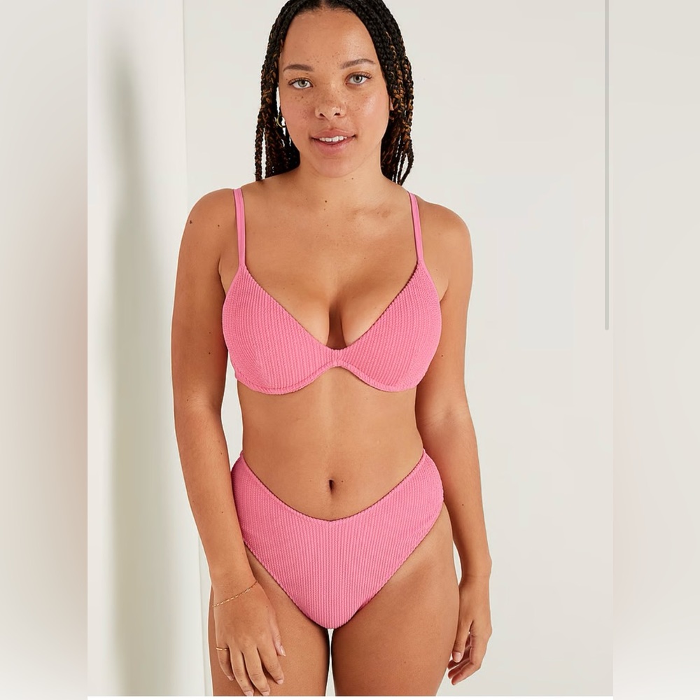 Victorias Secret Pink Swim Crinkle Push Up Bikini M/DD top S/Bottom